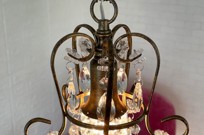 かわいいアンティーク風プチシャンデリア 1灯 【moca ブロンズ】| 照明