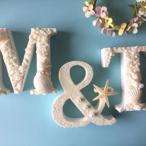 イニシャルオブジェ貝殻3点セット（ホワイト） その他オーダーメイド