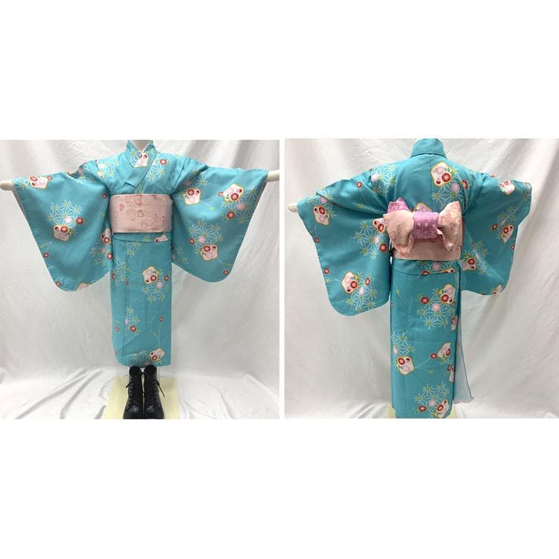 602ag3□節句 卒園式 七歳 八歳 着物&袋帯&羽織 アンサンブル□良好